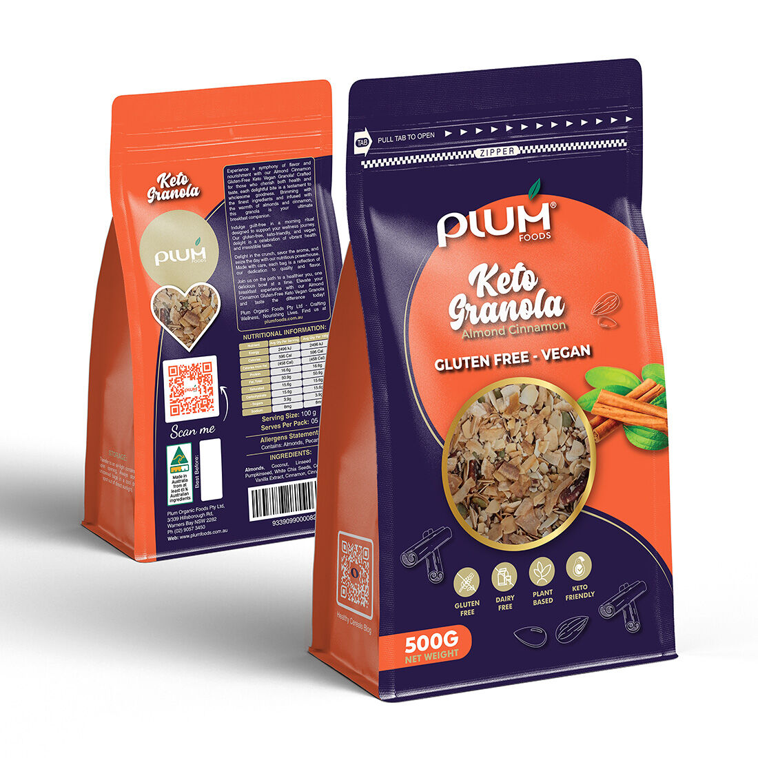 Cinnamon Keto GF Granola 500g - CTN of 12