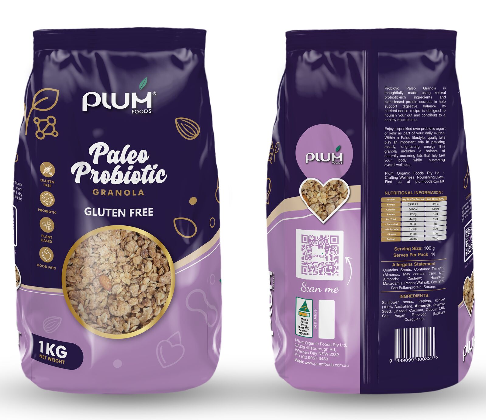 Paleo Probiotic - Gluten-Free Granola 1kg - Plum Foods