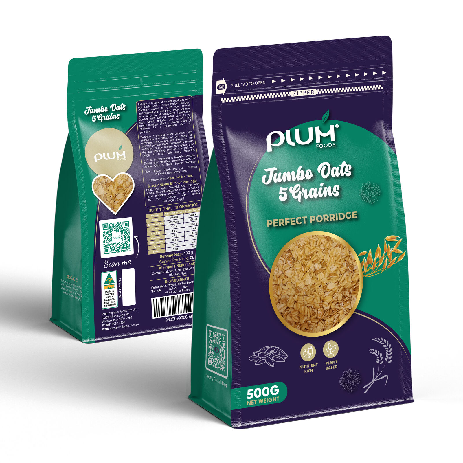 Jumbo Oats 5 Grain Organic Porridge - CTN of 12
