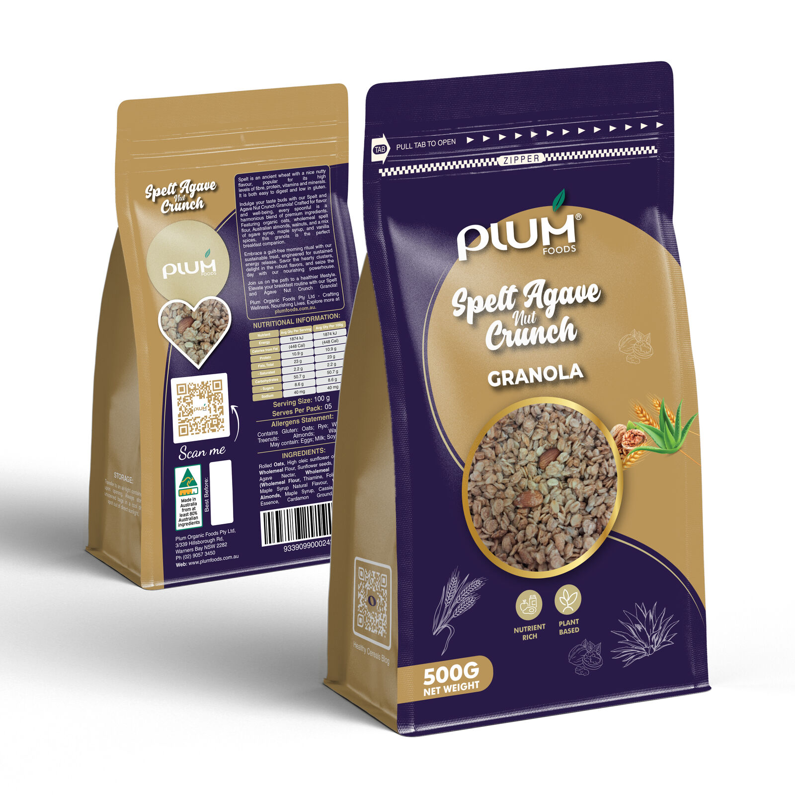 Spelt Agave Nut Crunch Granola 500g - CTN of 12